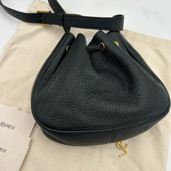 Saint Laurent Black Shoulder Bag with Gold Accents - Picture 5 of 16